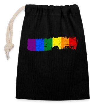 Brush stroke rainbow flag - Closable cotton gift bag (14x20cm) - black - Front