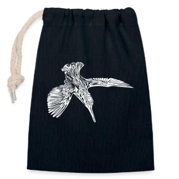 Elegant Vintage Kingfisher - Bird Nature Motif - Closable cotton gift bag (14x20cm) - navy - Front