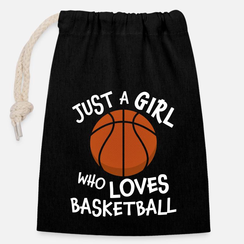 Nur ein Mädchen, das Basketball liebt - Verschließbarer Geschenkbeutel aus Baumwolle (14x20cm) - Schwarz