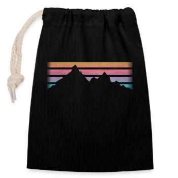 MOUNTAINS - HIKING - RETRO Stripes - Closable cotton gift bag (14x20cm) - black - Front
