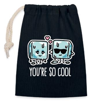 Funny heat wave, cool ice cubes You're so cool - Closable cotton gift bag (14x20cm) - navy - Front