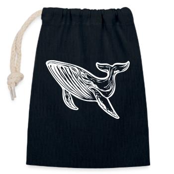 Baleine Vintage Sea Creature Pas de plastique dans l’espace de vie - Sac cadeau en coton avec cordon (14 x 20 cm) - bleu marine - Devant
