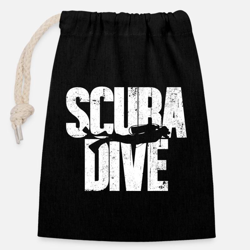 Scuba Love Diver Silhouette - Sac cadeau en coton avec cordon (14 x 20 cm) - noir