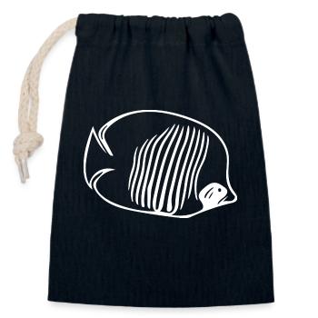 Vintage Falterfische - Falterfisch Fan - Verschließbarer Geschenkbeutel aus Baumwolle (14x20cm) - Navy - Vorne