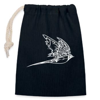 Elegante Schwalbe im Flug - Verschließbarer Geschenkbeutel aus Baumwolle (14x20cm) - Navy - Vorne