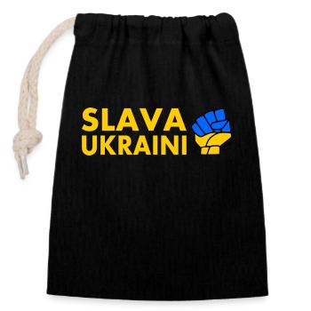 Slava ukraini - Closable cotton gift bag (14x20cm) - black - Front