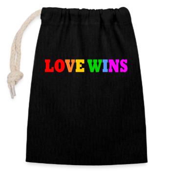 Love wins - Closable cotton gift bag (14x20cm) - black - Front