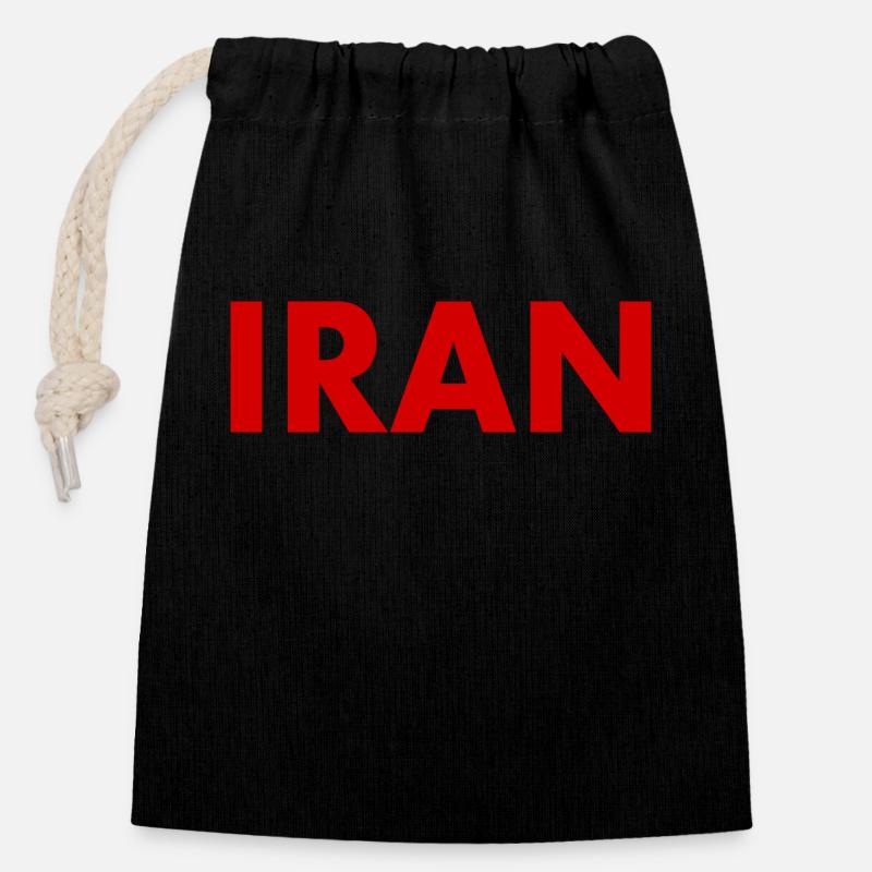 Iran flag - Closable cotton gift bag (14x20cm) - black
