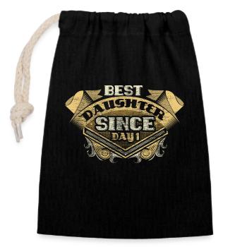Daughter Parents Sweet Gift Idea - Closable cotton gift bag (14x20cm) - black - Front