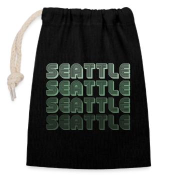 Seattle Retro Blockletters - Closable cotton gift bag (14x20cm) - black - Front