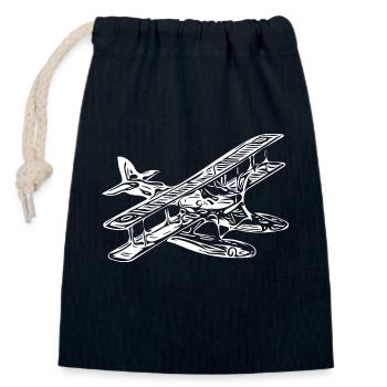 Vintage Einmotoriges Wasserflugzeug Retro Style - Verschließbarer Geschenkbeutel aus Baumwolle (14x20cm) - Navy - Vorne