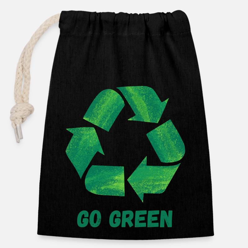 forward green - Closable cotton gift bag (14x20cm) - black