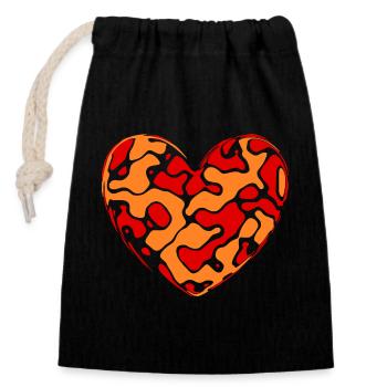 Orange Heart Gift Fête des mères Mère - Sac cadeau en coton avec cordon (14 x 20 cm) - noir - Devant