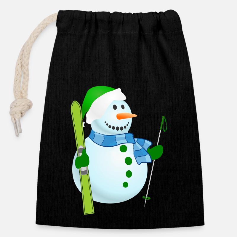 Schifoan - Closable cotton gift bag (14x20cm) - black