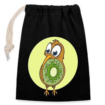 Coup de pied kiwi - Sac cadeau en coton avec cordon (14 x 20 cm) - noir - Devant