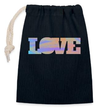 LIEBE - Verschließbarer Geschenkbeutel aus Baumwolle (14x20cm) - Navy - Vorne