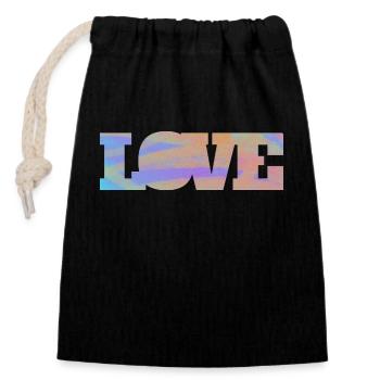 LOVE - Closable cotton gift bag (14x20cm) - black - Front