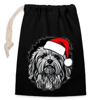 Weihnachten Hund süß lustig Hunde Tier Welpe 6 - Verschließbarer Geschenkbeutel aus Baumwolle (14x20cm) - Schwarz - Vorne