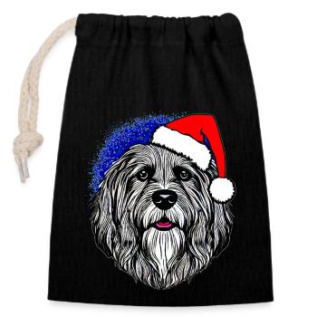Weihnachten Hund süß lustig Hunde Tier Welpe 9 - Verschließbarer Geschenkbeutel aus Baumwolle (14x20cm) - Schwarz - Vorne