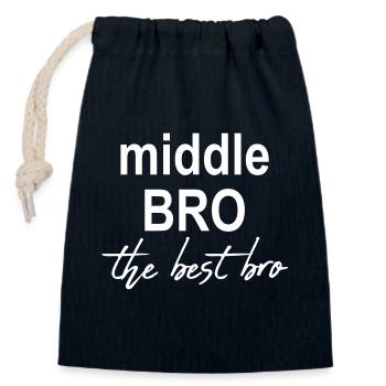 Mittlerer Bruder Geschenk lustig bester Bro Sohn - Verschließbarer Geschenkbeutel aus Baumwolle (14x20cm) - Navy - Vorne