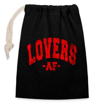 LOVERS AF VALENTINE'S DAY DAY SAYING WOMEN MEN - Closable cotton gift bag (14x20cm) - black - Front
