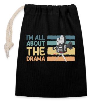 Theater Stage Mask Broadway - Closable cotton gift bag (14x20cm) - black - Front