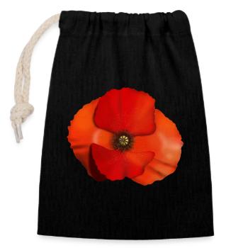 Fleur de coquelicot - Sac cadeau en coton avec cordon (14 x 20 cm) - noir - Devant