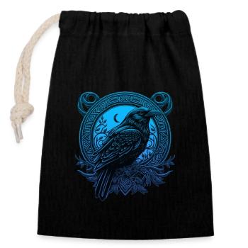 Raven Celtic - Closable cotton gift bag (14x20cm) - black - Front