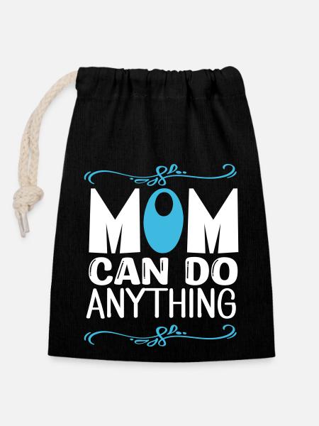 Maman peut tout faire - Sac cadeau en coton avec cordon (14 x 20 cm) - noir