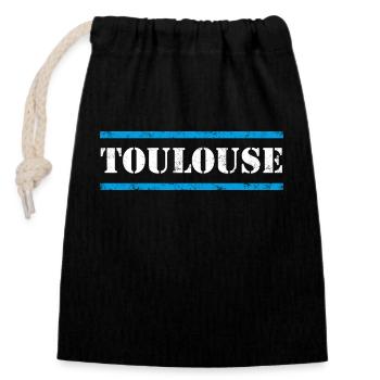 Toulouse - Closable cotton gift bag (14x20cm) - black - Front