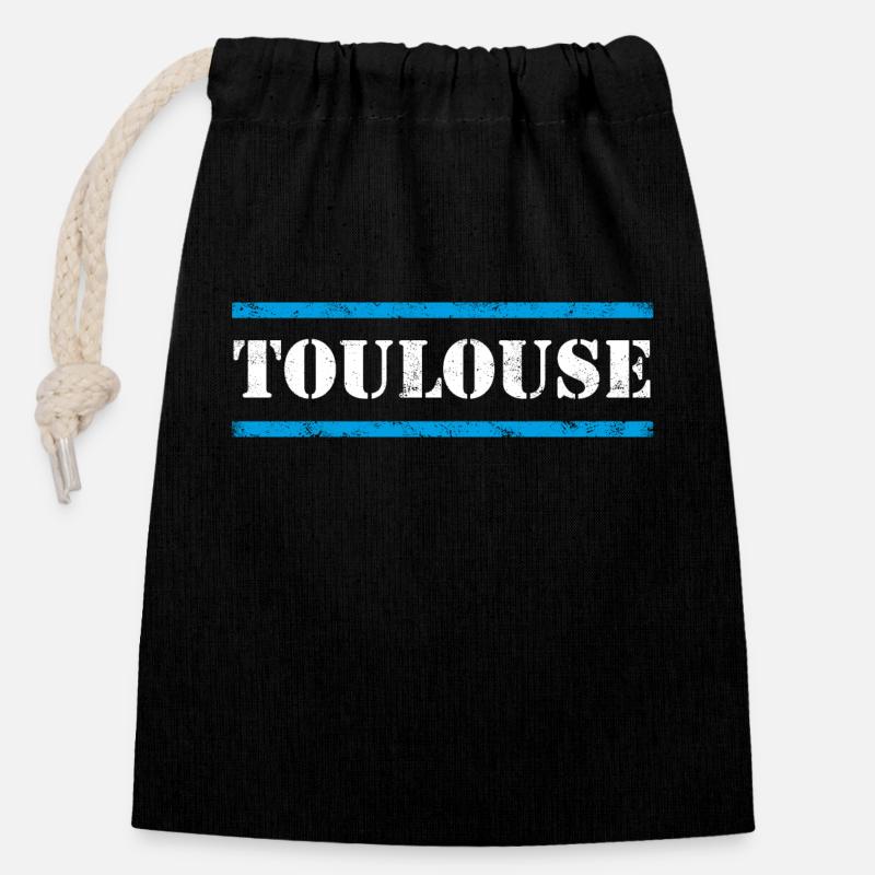 Toulouse - Sac cadeau en coton avec cordon (14 x 20 cm) - noir