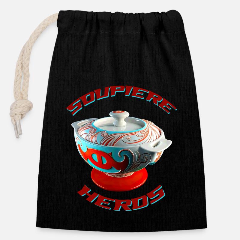 soupière heros - Sac cadeau en coton avec cordon (14 x 20 cm) - noir