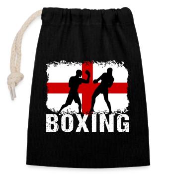 Boxe Angleterre Arts Martiaux Boxeur - Sac cadeau en coton avec cordon (14 x 20 cm) - noir - Devant
