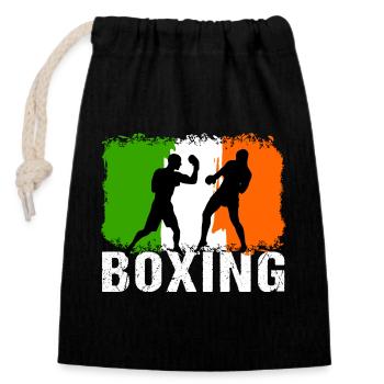 Boxe Irlande Arts Martiaux Boxeur - Sac cadeau en coton avec cordon (14 x 20 cm) - noir - Devant