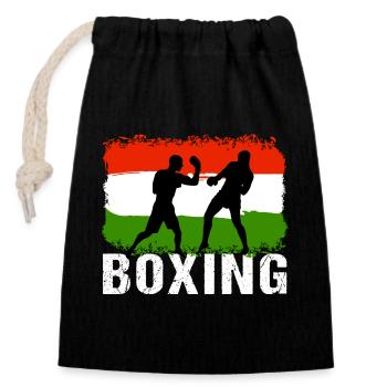 Boxe Hongrie Arts Martiaux Boxeur - Sac cadeau en coton avec cordon (14 x 20 cm) - noir - Devant
