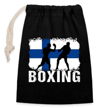 Boxe Finlande Arts Martiaux Boxeur - Sac cadeau en coton avec cordon (14 x 20 cm) - noir - Devant