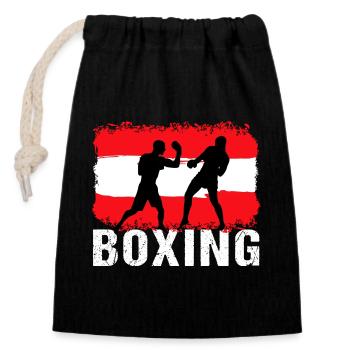 Boxing Österreich Kampfsport Boxer - Verschließbarer Geschenkbeutel aus Baumwolle (14x20cm) - Schwarz - Vorne