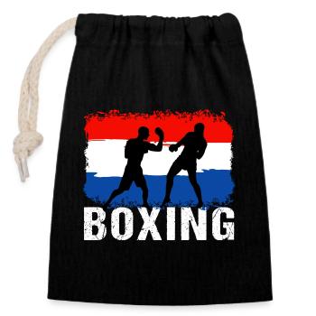 Boxe Pays-Bas Arts Martiaux Boxeurs - Sac cadeau en coton avec cordon (14 x 20 cm) - noir - Devant