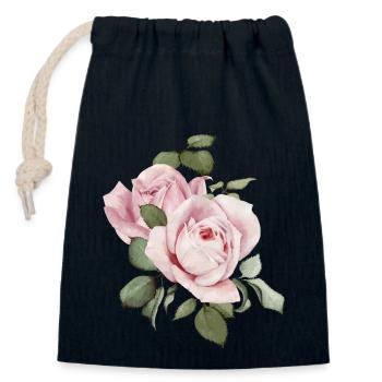 Roses - Sac cadeau en coton avec cordon (14 x 20 cm) - bleu marine - Devant