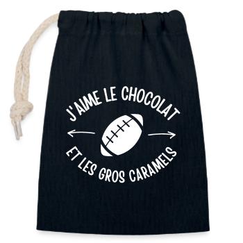 rugby, rugby sport, fan de rugby - Sac cadeau en coton avec cordon (14 x 20 cm) - bleu marine - Devant