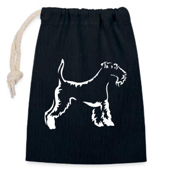 Fox Terrier "Black Edition" - Closable cotton gift bag (14x20cm) - navy - Front