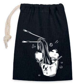 Japanese cuisine chopsticks - Closable cotton gift bag (14x20cm) - navy - Front
