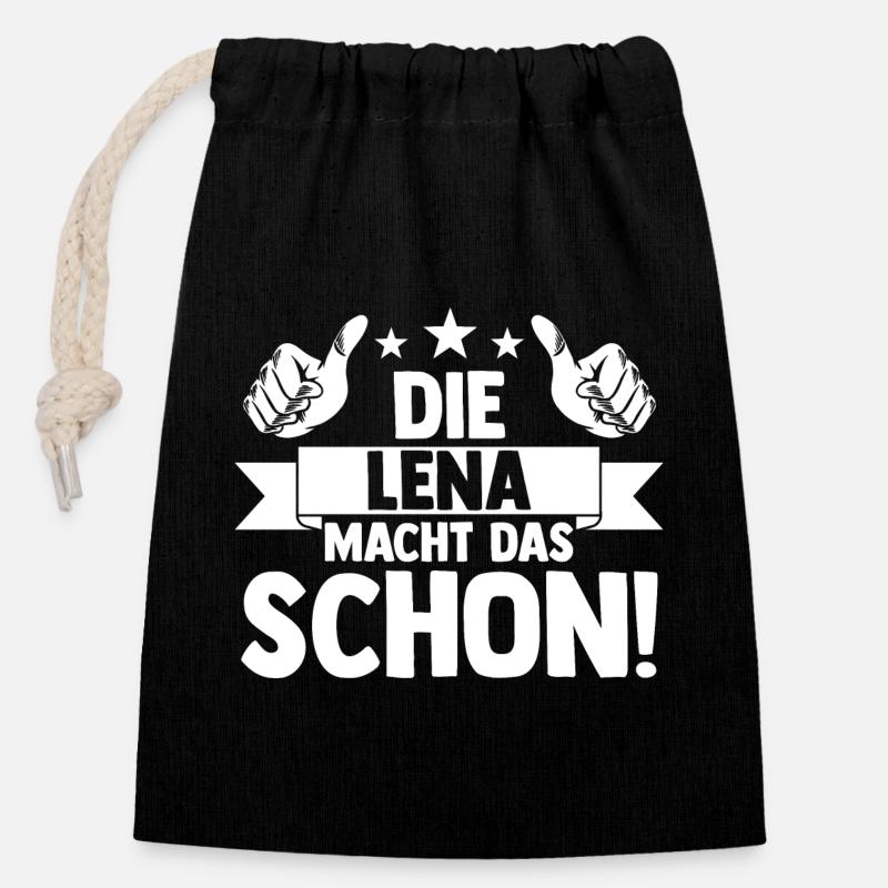 Lena - Verschließbarer Geschenkbeutel aus Baumwolle (14x20cm) - Schwarz