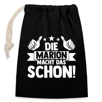 Marion - Verschließbarer Geschenkbeutel aus Baumwolle (14x20cm) - Schwarz - Vorne