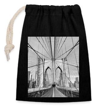 Brooklyn Bridge - Verschließbarer Geschenkbeutel aus Baumwolle (14x20cm) - Schwarz - Vorne