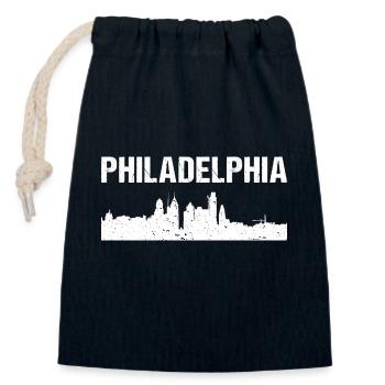 Philadelphia City Skyline - Verschließbarer Geschenkbeutel aus Baumwolle (14x20cm) - Navy - Vorne