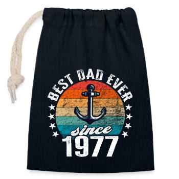 Bester Papa der Welt seit 1977 Anker - Verschließbarer Geschenkbeutel aus Baumwolle (14x20cm) - Navy - Vorne