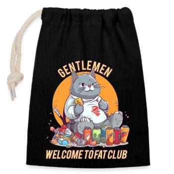 Welcome to Fat Club - Closable cotton gift bag (14x20cm) - black - Front
