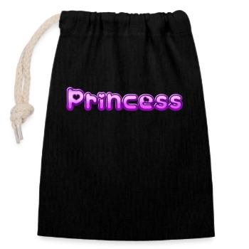Text Princess - Verschließbarer Geschenkbeutel aus Baumwolle (14x20cm) - Schwarz - Vorne