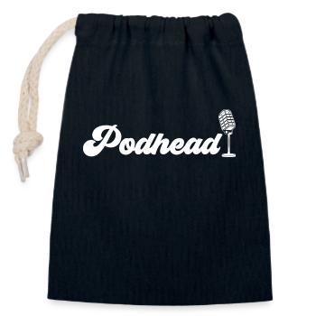 Podcaster Podcast - Closable cotton gift bag (14x20cm) - navy - Front
